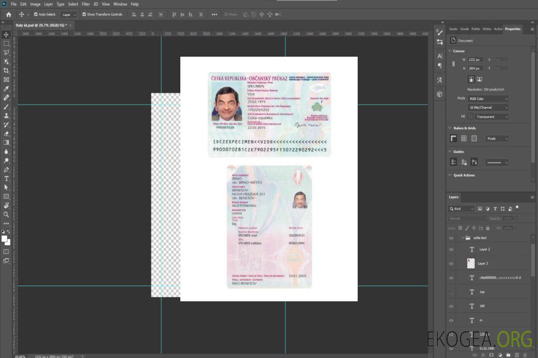 Carte d'identité tchèque template Carte d'identité tchèque template